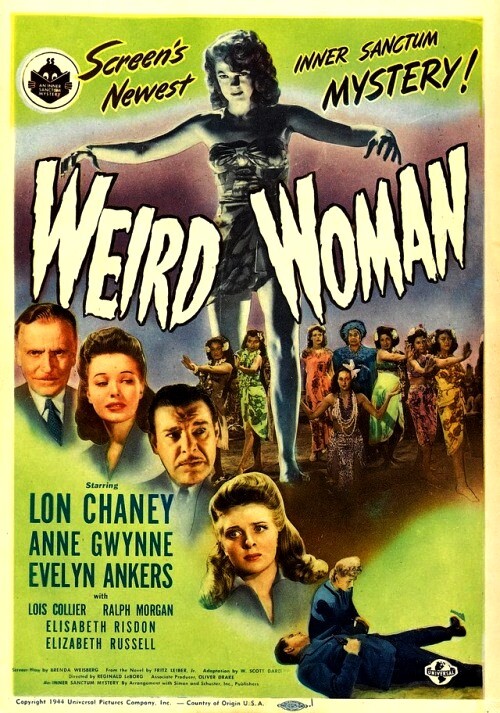 A 1930s horror film 'Weird Woman' poster reproduced as a vintage tin sign — pulpy, atmospheric, and the kind of thing that makes a home bar or basement look effortlessly cool.