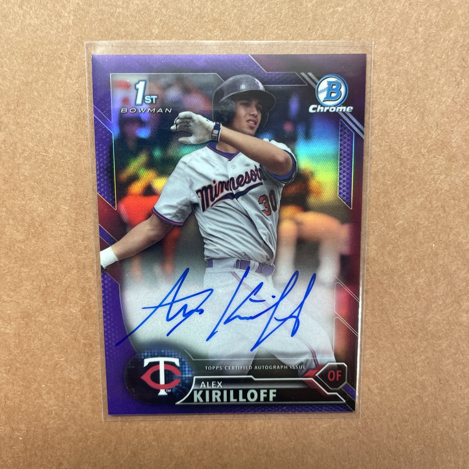 2016 Bowman Chrome Alex Kirilloff RC Auto Purple Refractor /250 Minty!