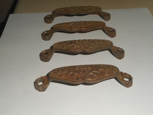 Antique Cast Iron EASTLAKE VICTORIAN Drawer Pulls Bin Handles PAT DEC 1873 (4) - Picture 16 of 24