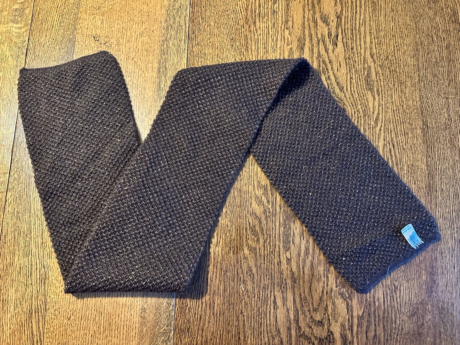 Foulard hiver vintage Christian Dior tricot marron bon métallisé années 90 Y2K laine ? Paris NYC
