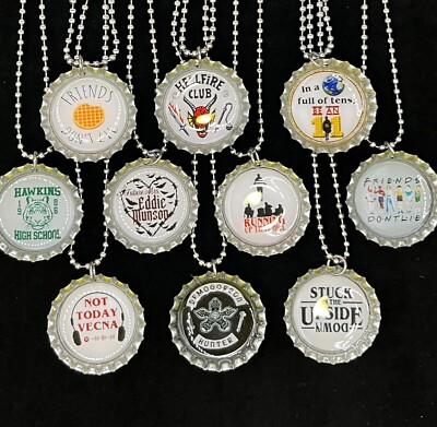 Stranger Things themed (10) necklaces / party favors / Demogoron  /Hellfire Club