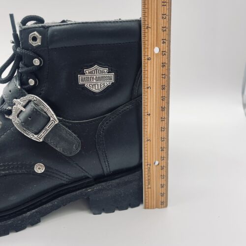 Harley Davidson Motorcycle Riding Boot Women's Size 10 Black Lace Up Distressed - Picture 6 of 11