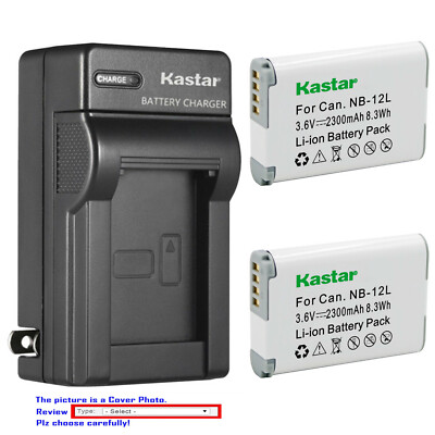 Kastar Battery AC Wall Charger for Canon NB-12L & Canon PowerShot G1 X Mark II