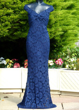 QUIZ Blue Sparkly Lace Maxi Dress Size 12 Evening Cocktail Wedding Cruise PROM