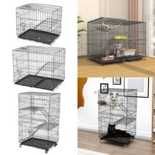 2/3 Tier Iron Wire Cat Dog Cage Playpen Enclosure for Kitten Ferret Small Animal