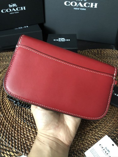 COACH 1941 Tracolla da polso frizione 1941 ROSSO in pelle con guanti nuova con etichette! - Foto 10 di 12