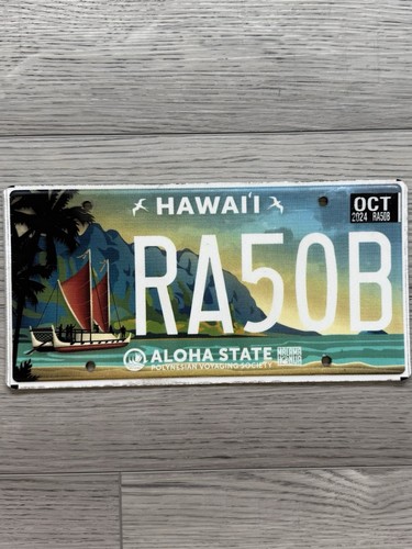 Expired Hawaii Polynesian Voyaging Society Aloha State License Plate RA50B Tag