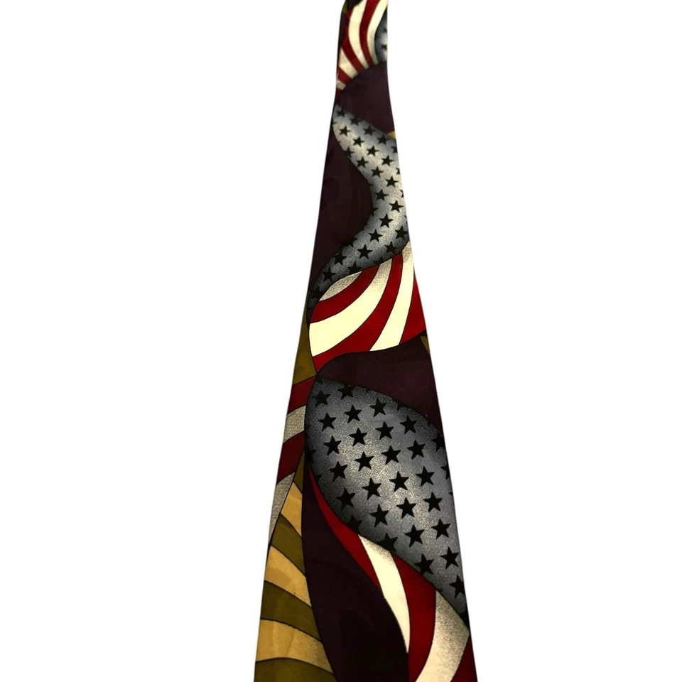Corbata Bellini Vintage EE. UU. Estrellas Americana Rayas Día de la Independencia Foto 2 de 4
