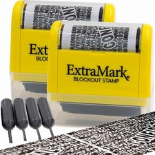 2 Pack Identity Theft Protection Blockout Stamps - Roller Stamp with Four Ink...