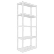Hyper Tough Plastic Shelving Unit Shelf 5-Tier White 75"H x 30"W x 14"D 500 lbs