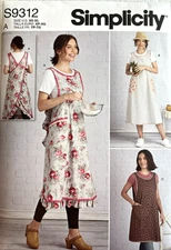 Simplicity  S9312 Sewing Pattern  Misses Cross-Back Aprons    Sizes:  XS - XL