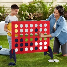 4-to-Score Game Wooden 4-in-a-row Game Set w/ 42 Pack Jumbo Rings