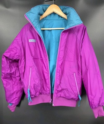 Vintage Columbia Reversible Thinsulate Jacket Teal Purple Ski Colorblock Womens 