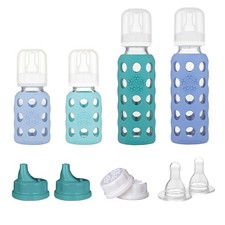 Lifefactory 4 Starter Baby Bottle Set in Mint/Blanket  in Kale/Blueberry Flat