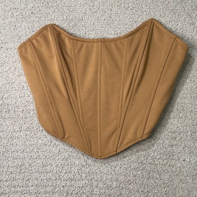 Corset Top Boned Pointed Hem Medium Camel Tan Chic Party Night Out