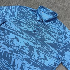 Under Armour Polo Shirt Mens XL Blue Camo Digital Print Golf HeatGear Loose Fit