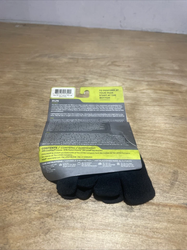 Calcetines Injinji Performance Run Light No Show Toe unisex medianos para hombre 8-10,5 negros Foto 2 de 2