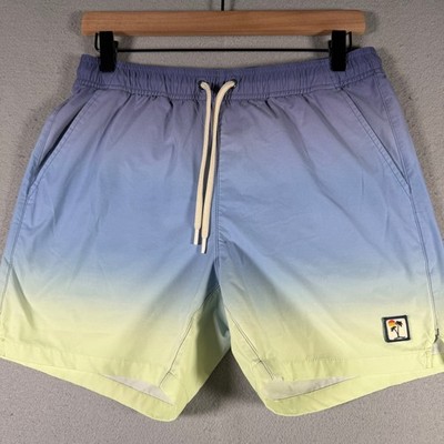 Marine Layer Mens Ombre Swim Trunks Blue Yellow Gradient Mesh Lining Small 17382