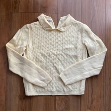 MIU MIU White Cable Knit Collared Pullover Sweater Women Size M
