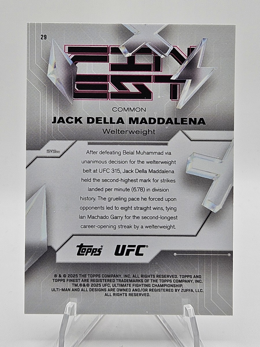 2025 Topps Finest UFC Jack Della Maddalena #29 Purple Refractor