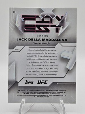 2025 Topps Finest UFC Jack Della Maddalena #29 Purple Refractor