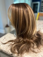 NEW LONG LACE FRONT BROWN HAIR WAVY WIG WITH HIGHLIGHTS LAYERS