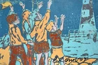 DAVID BROMLEY AUSTRALIAN SCREENPRINT "CHILDREN & LIGHTHOUSE" 2010 (55.5 x 39.0)