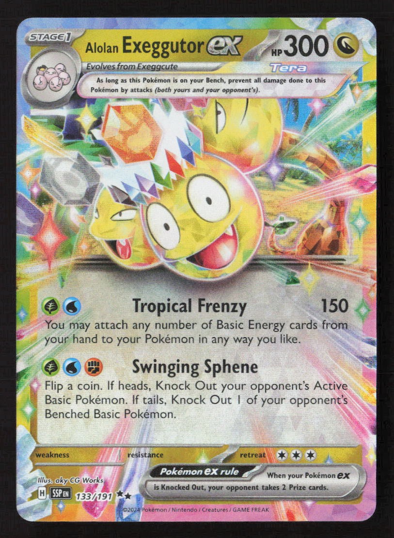 Alolan Exeggutor ex Double Rare Holo SSP 133/191 NM Pokemon TCG