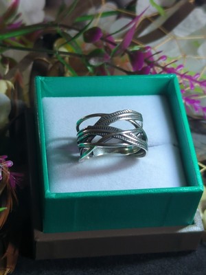 Sterling Silber 925 Größe 10 Ring handgehämmert Stärke Band Glück Wachstum