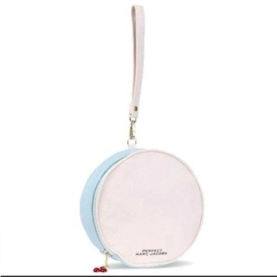 Marc Jacobs Cream Round Beauty Bag with cherry charm