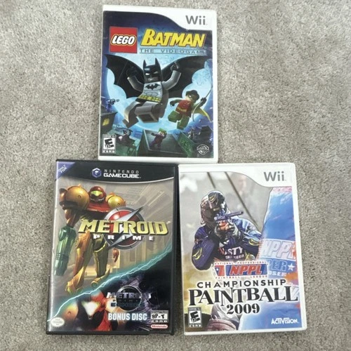 Wii & GameCube Game Lot: LEGO Batman, Metroid Prime, Paintball 2009