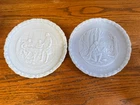 Vintage Fenton Bicentennial Milk Glass White #2+4 of 4 Commemorative Plates 1976