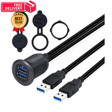 Kework 3.3ft Dual Ports USB 3.0 Flush Mount Cable, 3.3 feet, Gray 