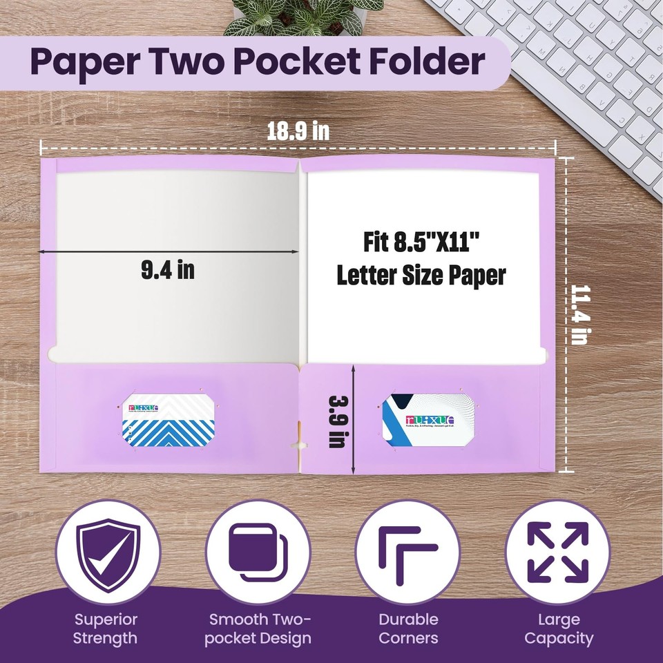 ® 50 Packs File Folders,File Folder with Pockets Fit Letter Size Paper ...