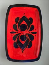 Wächtersbach Keramik Tablett rot schwarz 70er Jahre WGP 30cm