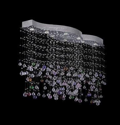New 8 Lts Luxury Wave Crystal Rain Drop Chandelier Modern Ceiling Light Chrome