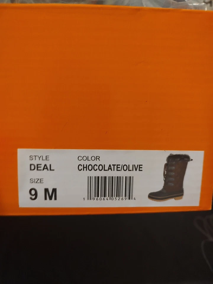 Bota de pato impermeable Sporto Deal para mujer talla 9 M ribete de piel de chocolate/oliva Foto 3 de 4