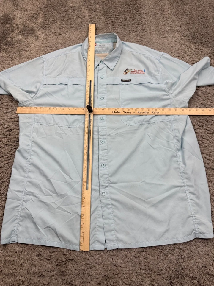 Simms Shirt Men 2XL Guide Series Blue Vented Performance Fishing Button Up - Image 4 of 4