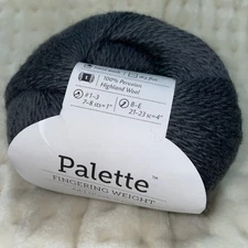 Knit Picks Yarn Palette Fingering Weight 100% Peruvian Wool 231y 1.7oz ASH Gray