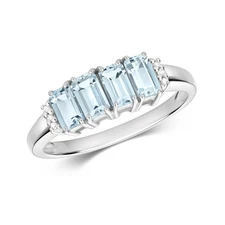 9ct White Gold Aquamarine and Diamond Cocktail Ring, Ring Sizes J to Q (907)