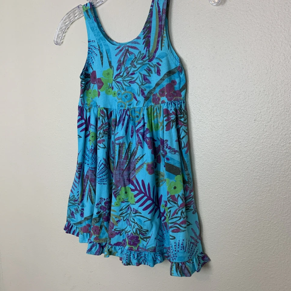 Vestido Fresh Produce Niñas S NUEVO Sin Mangas Azul Tropical Playa Solero Costero Foto 4 de 4
