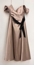 Oleg Cassini Women s 22W Taupe Champagne Off Shoulder Formal Evening Gown