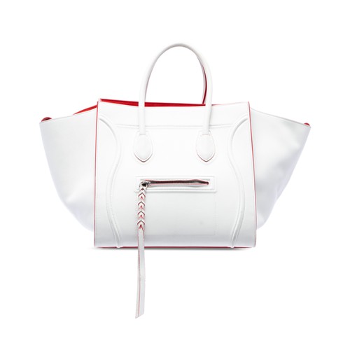 Celine Medium Leather Phantom Luggage Tote Pre-Loved White