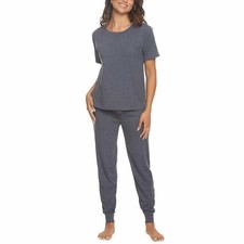 Felina Ladies' Size Medium, 2-piece Lounge Pajamas Jogger  Tee Set, Navy Blue