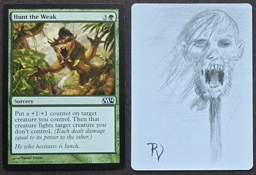SKETCHED MtG Raoul Vitale Magic Artist Proof _ M14 _ HUNT THE WEAK _VHTF 1/50!