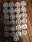 1942 Silver Washington Quarter Lot Of 25  Less Than Fine Coins