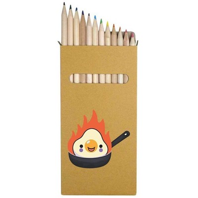 12 x Buntstifte / Bleistift-Set ''Bratpfanne mit Ei'' lang 178 mm (PE00085531)