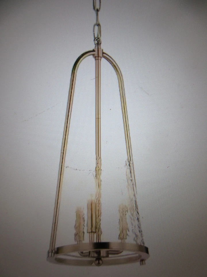 Colgante de vestíbulo de 3 luces Kichler Nerine con vidrio martillado en bronce champán Foto 2 de 4