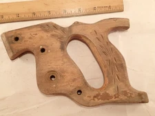 Vintage Unbranded  (possible DISSTON?) Carpenter Hand Saw 'Wheat' 4-Hole Handle