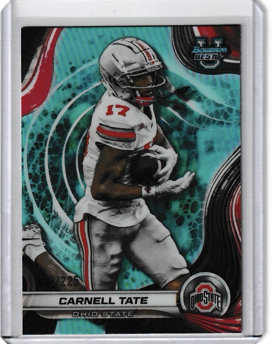 2024 Bowman's Best University - Carnell Tate #47 Aqua Refractor /225 Ohio State